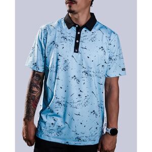byrdgang Men's Polos  Drip - Blue medium